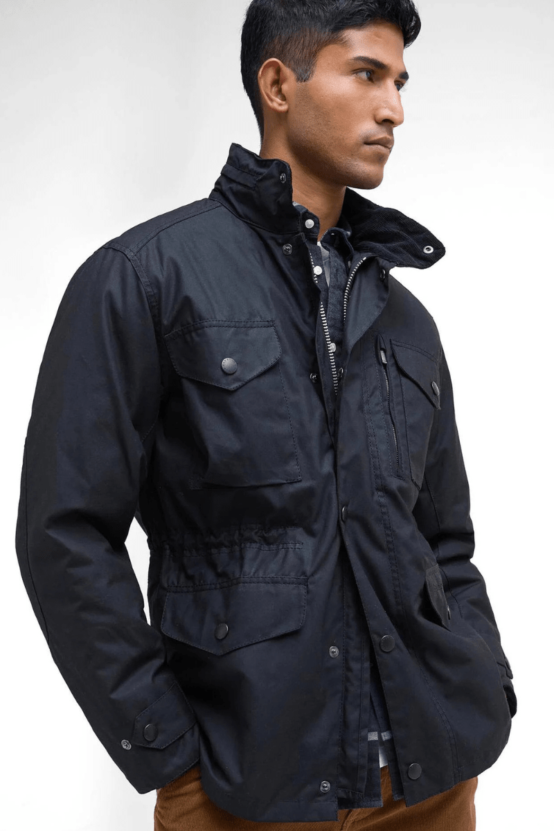 Outerwear - Barbour - Sapper Waxed Jacket in Black - Archery Close