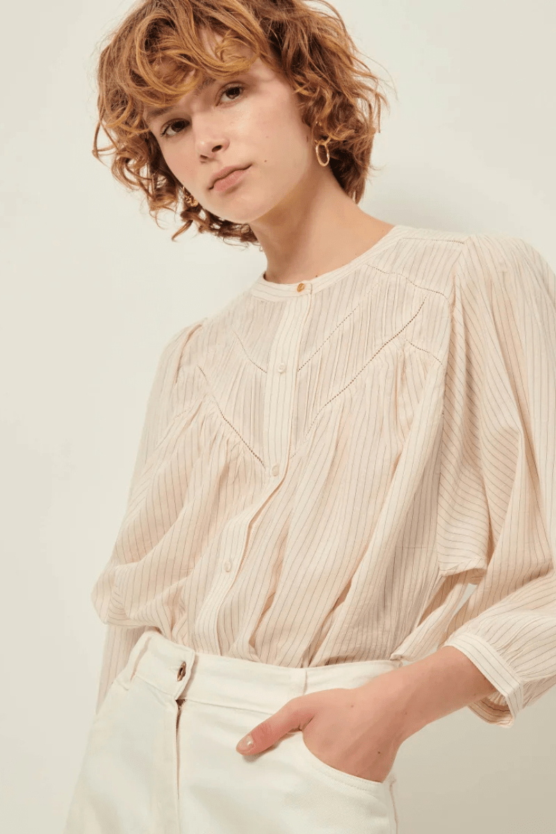 Shirts & Tops - Sessun - Savi Blouse in Sandblack - Archery Close
