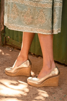 Shoes - Penelope Chilvers - Scoop Leather Espadrille in Champagne - Archery Close