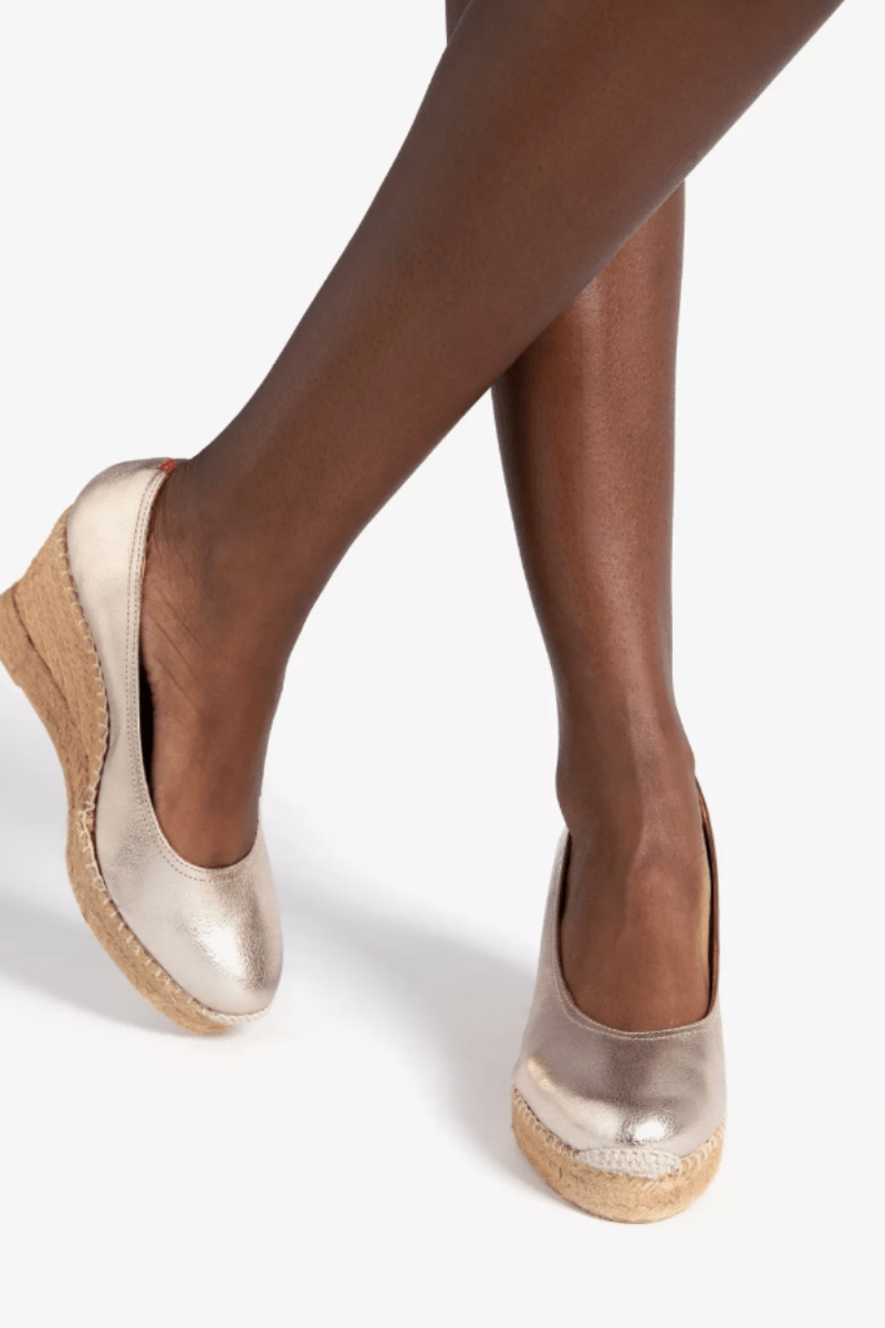 Shoes - Penelope Chilvers - Scoop Leather Espadrille in Champagne - Archery Close