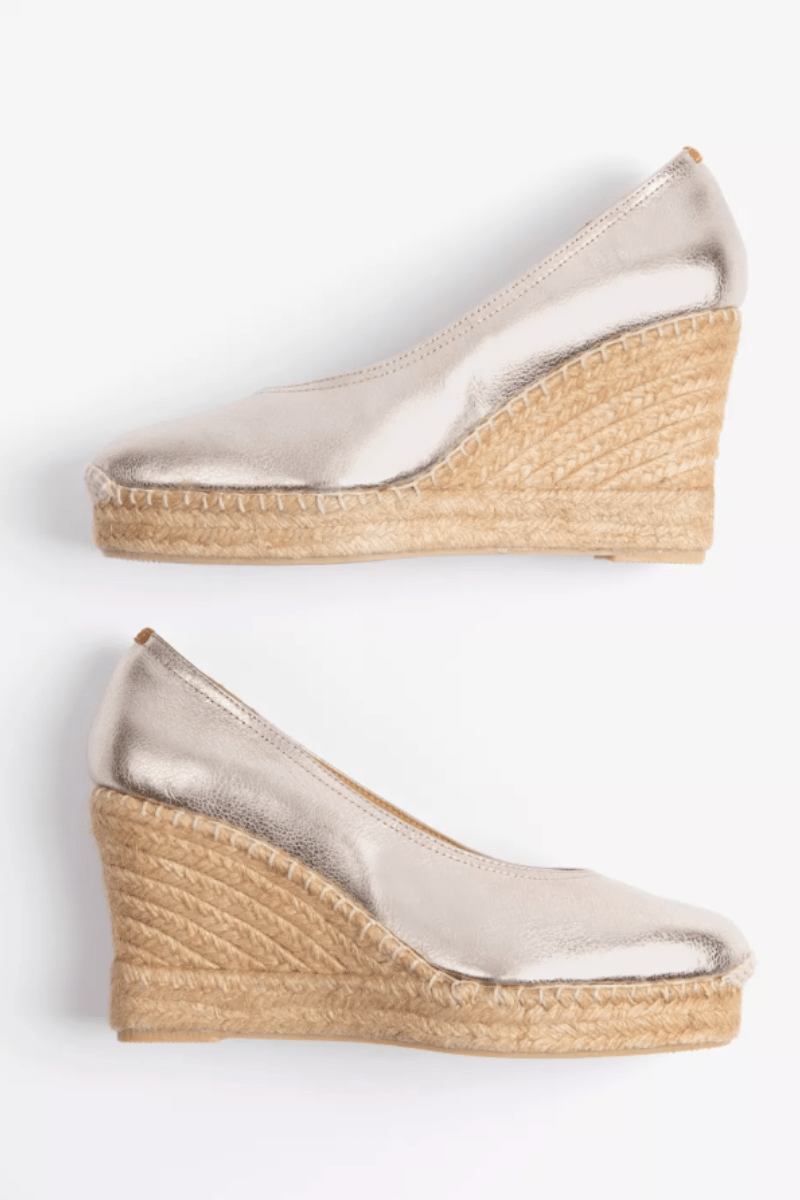 Shoes - Penelope Chilvers - Scoop Leather Espadrille in Champagne - Archery Close