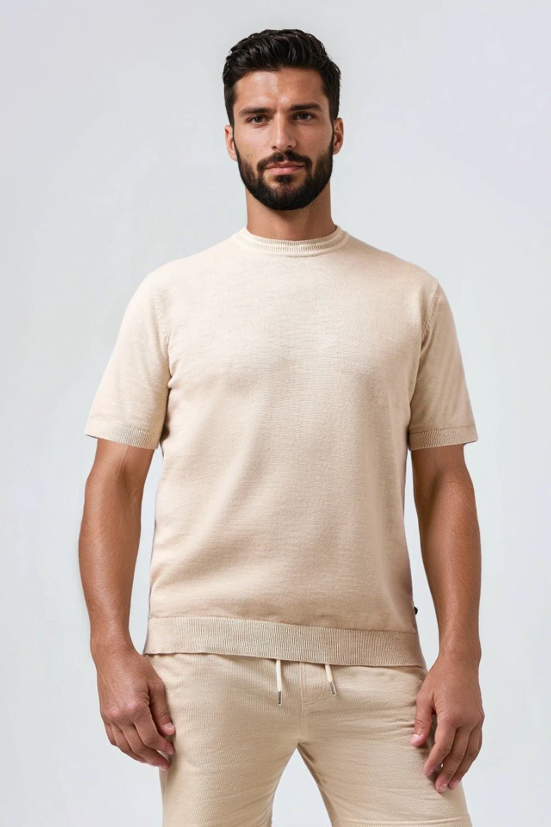 Stone Rose Seamist - Medium Beige Washed Knit Tee