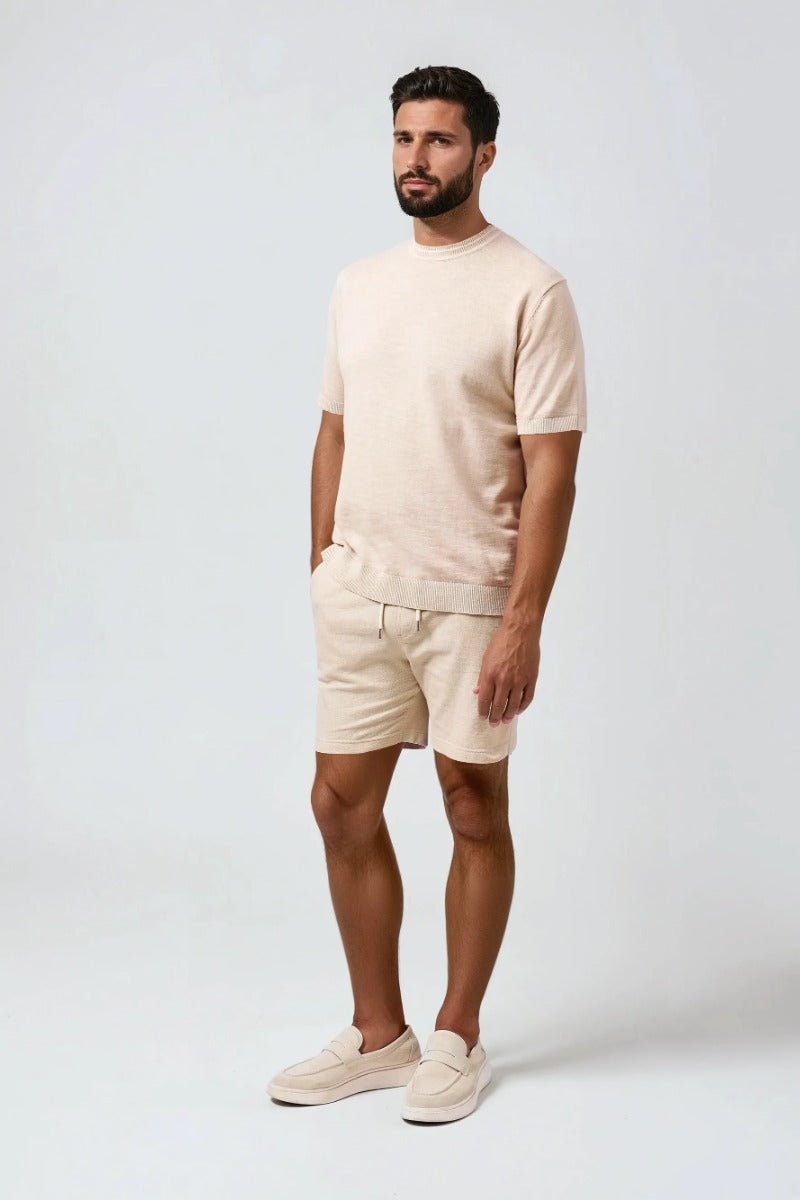 Stone Rose Seamist - Medium Beige Washed Knit Tee