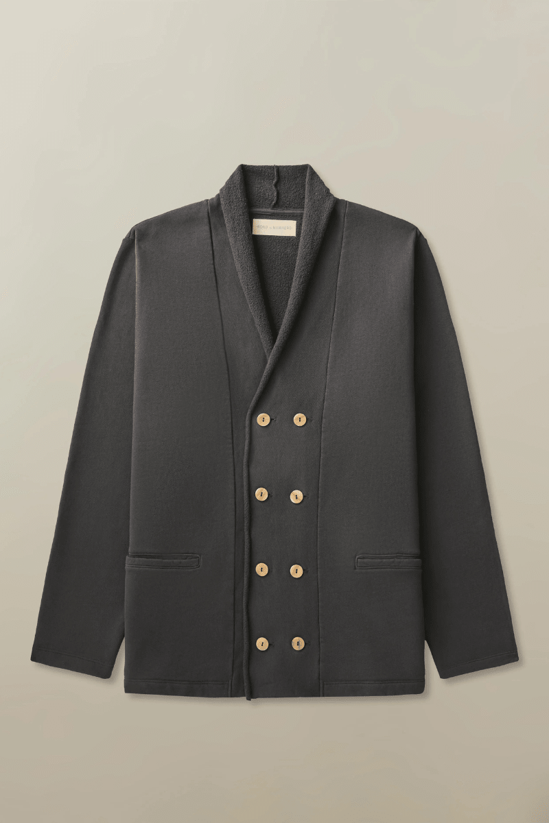 Sweater - Road to Nowhere Clothing - Shawl Collar Cardigan in Navy - Archery Close