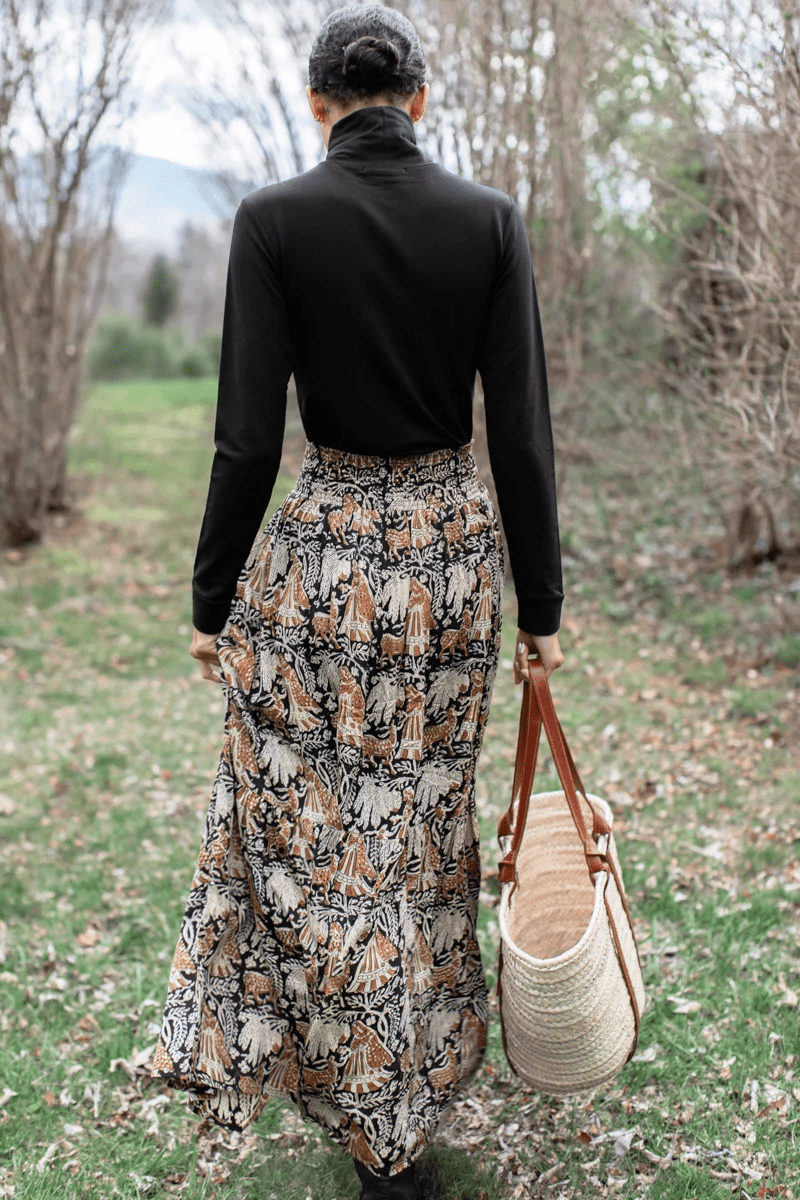 Skirts - Emerson Fry - Shirred Shirt in Story Print - Archery Close