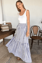 Skirts - Emerson Fry - Shirred Skirt in Ocean Stripe - Archery Close