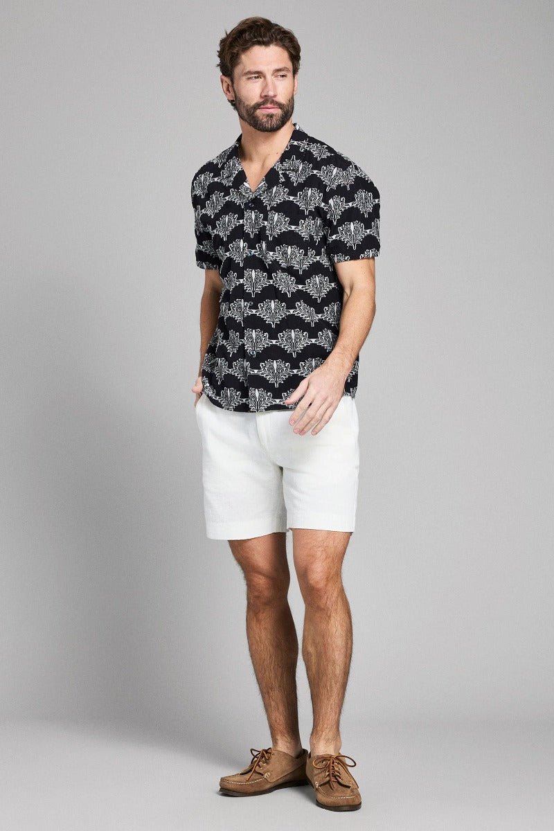 Billy Reid Short Sleeve Botanical Jacquard Camp Shirt