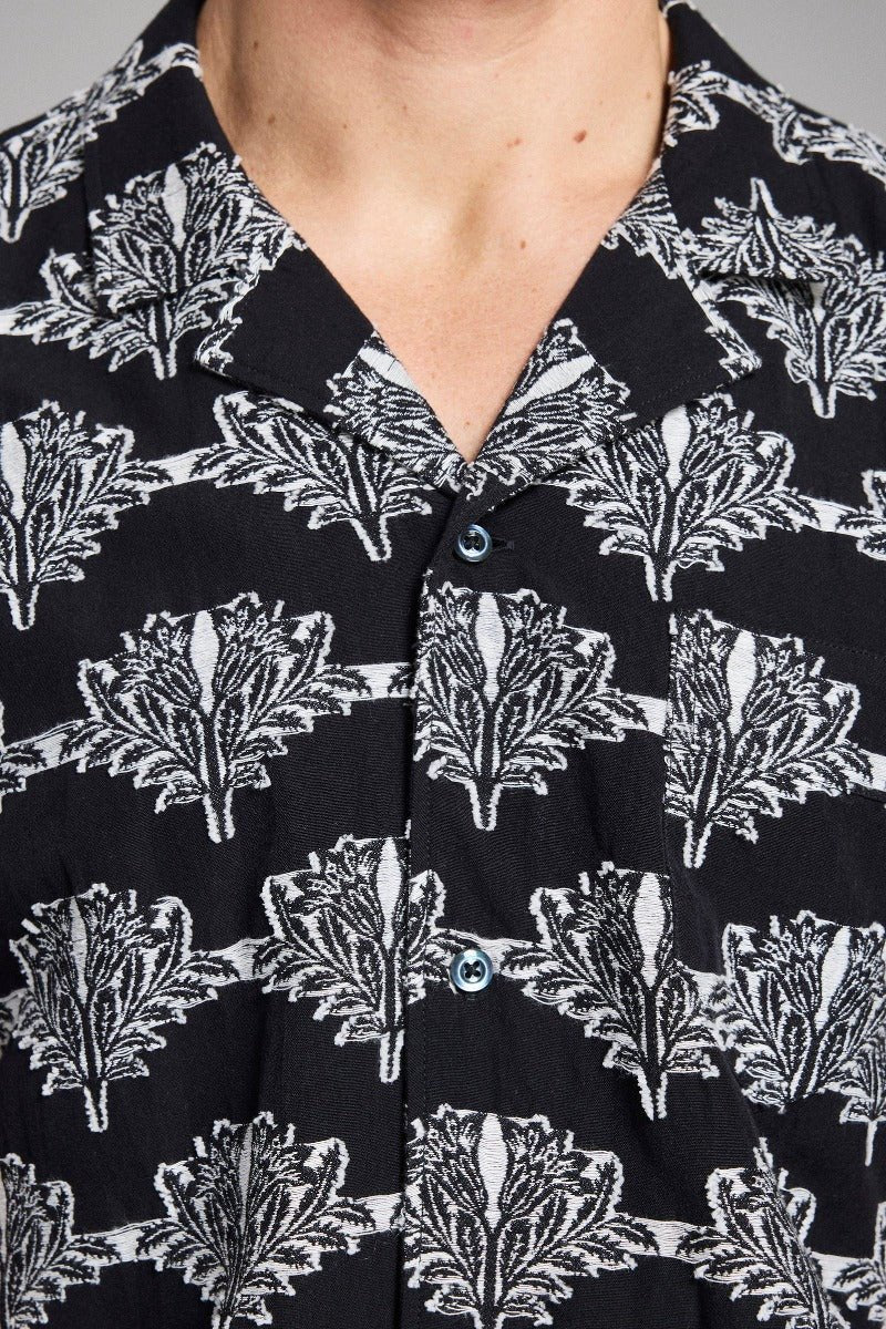 Billy Reid Short Sleeve Botanical Jacquard Camp Shirt
