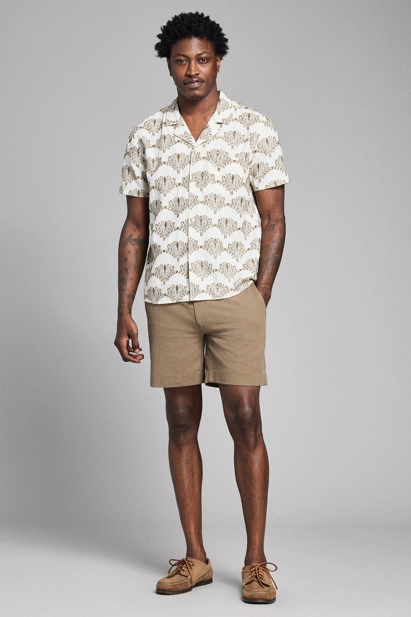 Billy Reid Short Sleeve Botanical Jacquard Camp Shirt