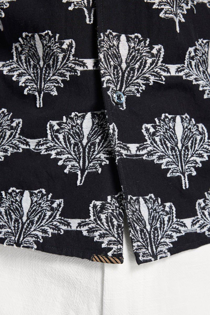 Billy Reid Short Sleeve Botanical Jacquard Camp Shirt
