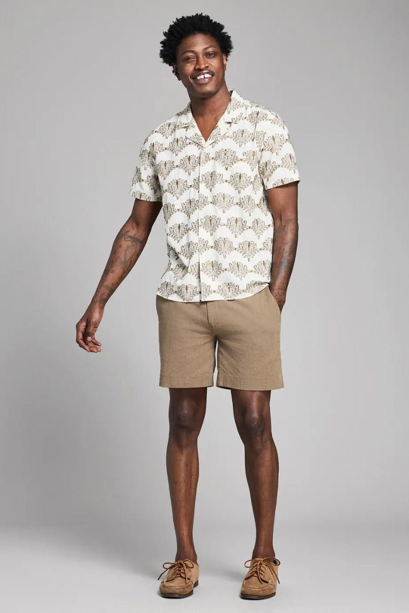 Billy Reid Short Sleeve Botanical Jacquard Camp Shirt