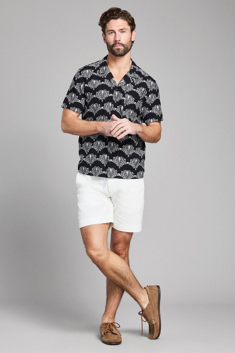 Billy Reid Short Sleeve Botanical Jacquard Camp Shirt