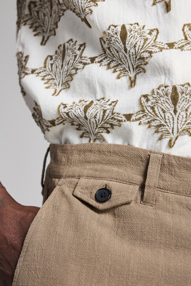 Billy Reid Short Sleeve Botanical Jacquard Camp Shirt