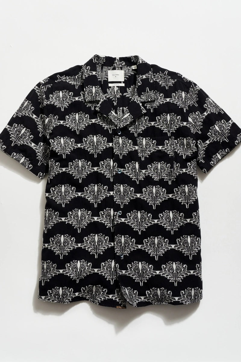 Billy Reid Short Sleeve Botanical Jacquard Camp Shirt