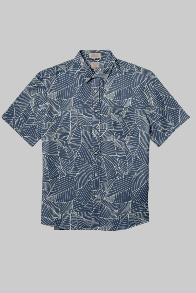 Shirts & Tops - Faherty Brand - Short - Sleeve Breeze Shirt - Dark Ocean Leaves - Archery Close