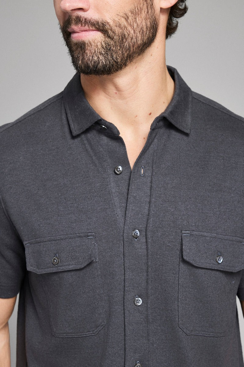Billy Reid Short Sleeve Hemp Cotton Knit Shirt