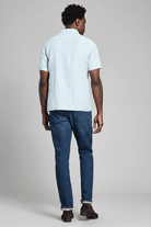 Shirts & Tops - Billy Reid - Short Sleeve Herringbone Treme Shirt - Sky Blue - Archery Close