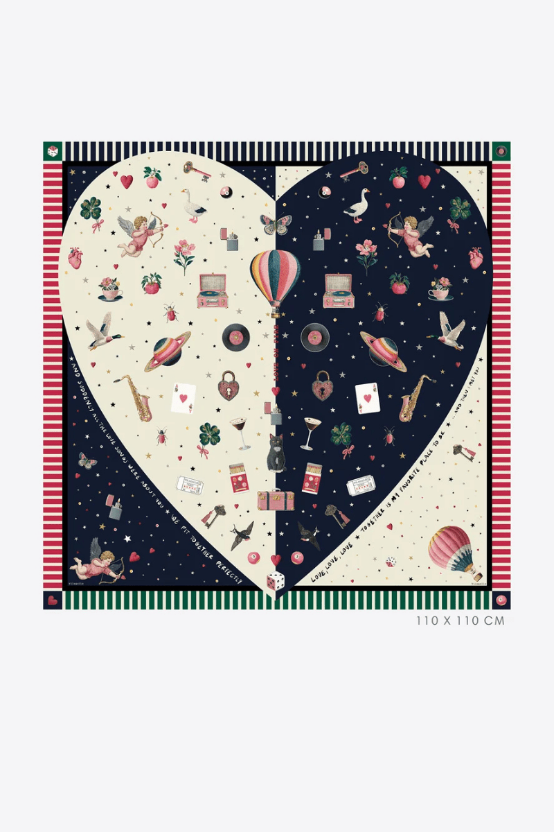 Scarf - Vilagallo - Silk Heart Scarf - Archery Close