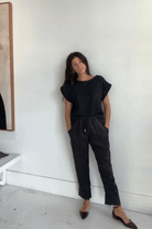 Pants - Natalie Busby - Silk Slouch Pant in Black - Archery Close