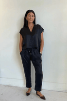 Pants - Natalie Busby - Silk Slouch Pant in Black - Archery Close