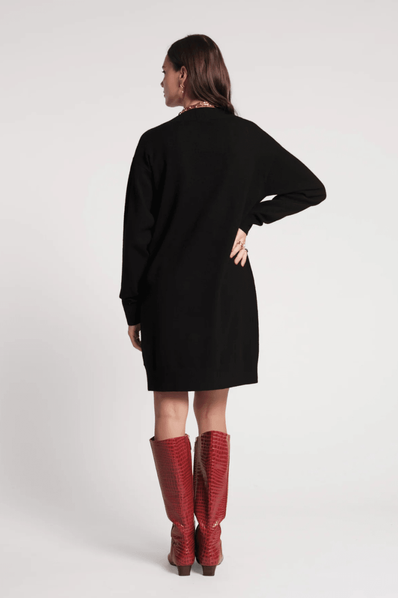 Dresses - Frances Valentine - Skye V Neck Dress in Black - Archery Close