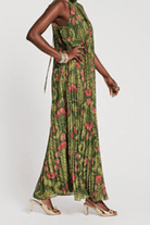 Dresses - Frances Valentine - Slim Pleated Maxi Dress in Canopy - Archery Close