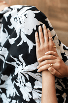 Skirts - Emerson Fry - Smocked Maxi Skirt - Black + Ivory Orchid Organic - Archery Close