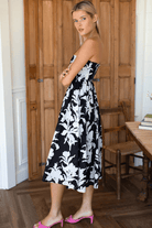 Skirts - Emerson Fry - Smocked Maxi Skirt - Black + Ivory Orchid Organic - Archery Close