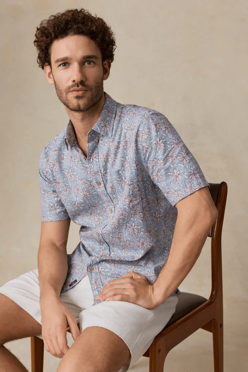 Shirts & Tops - Faherty Brand - SS Breeze Shirt in Antique Berry Floral - Archery Close