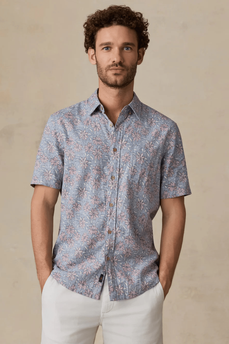 Shirts & Tops - Faherty Brand - SS Breeze Shirt in Antique Berry Floral - Archery Close