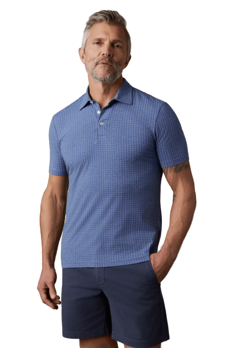Shirts & Tops - Faherty Brand - SS Movement Polo - Sea Melange Arrows - Archery Close