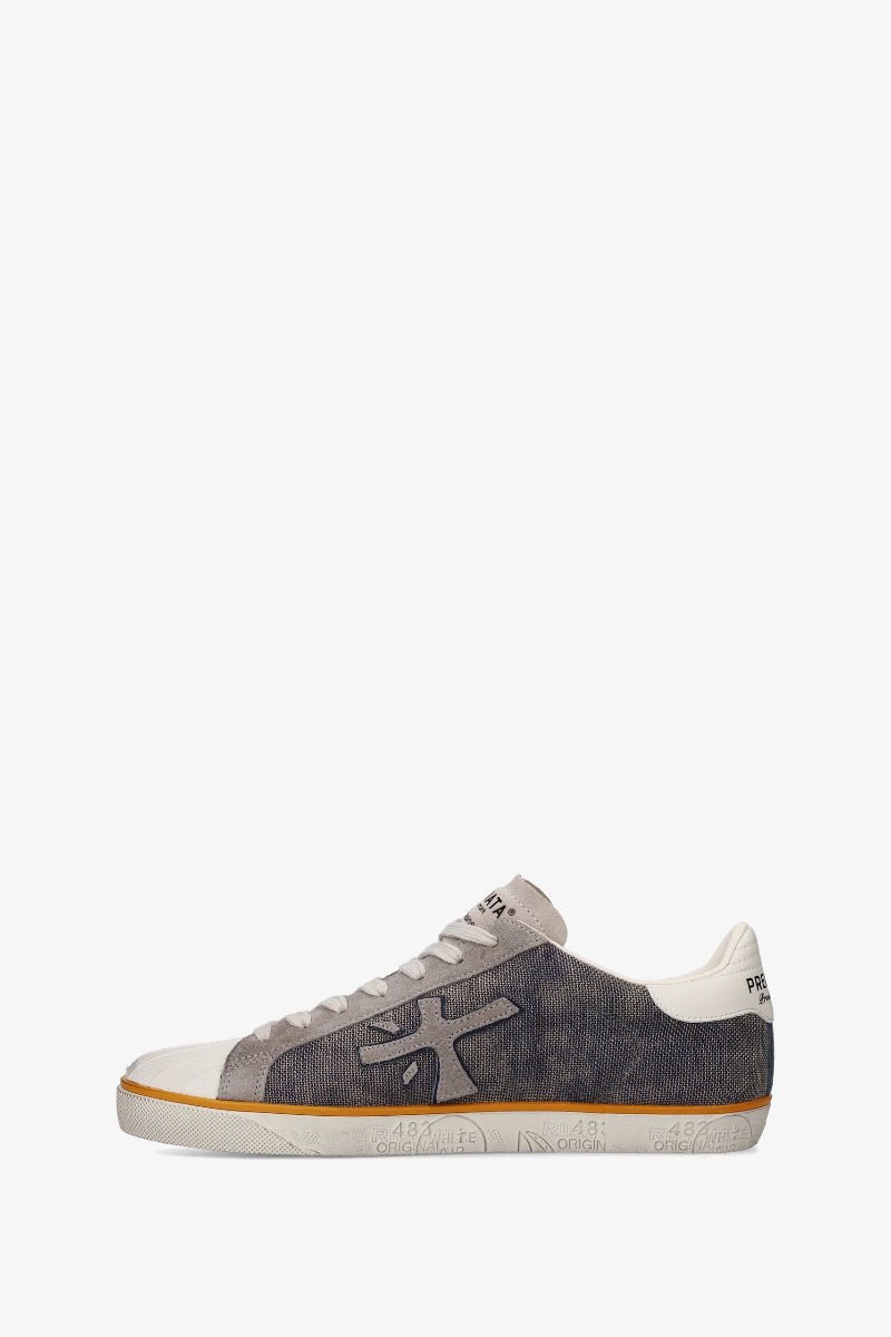 Gray and white sneaker on a white background