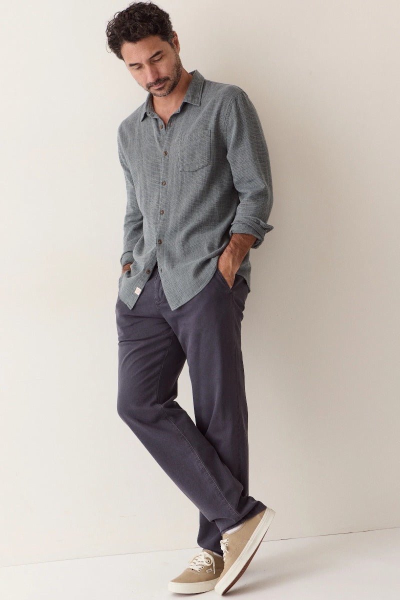 Marine Layer Stretch Selvage Long Sleeve Shirt - Balsam Mini Stripe