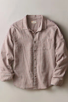 Marine Layer Stretch Selvage Long Sleeve Shirt - Burgundy/Blue Gingham