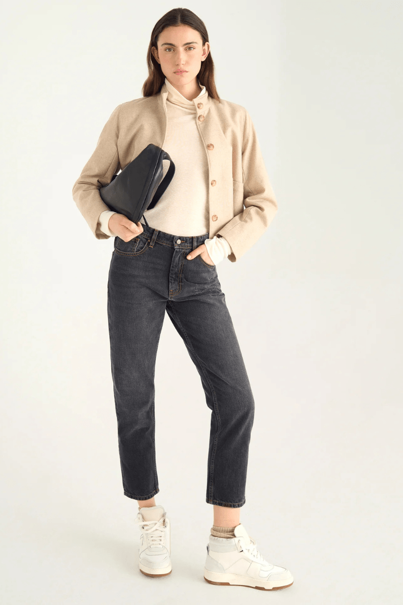 Pants - Cotelac - Stretch Slim Jeans in Black - Archery Close