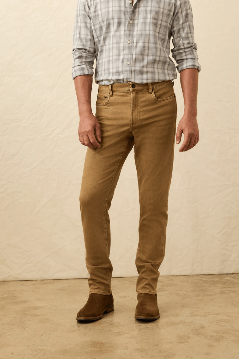 Pants - Faherty Brand - Stretch Terry 5 Pocket - Elk Brown - Archery Close
