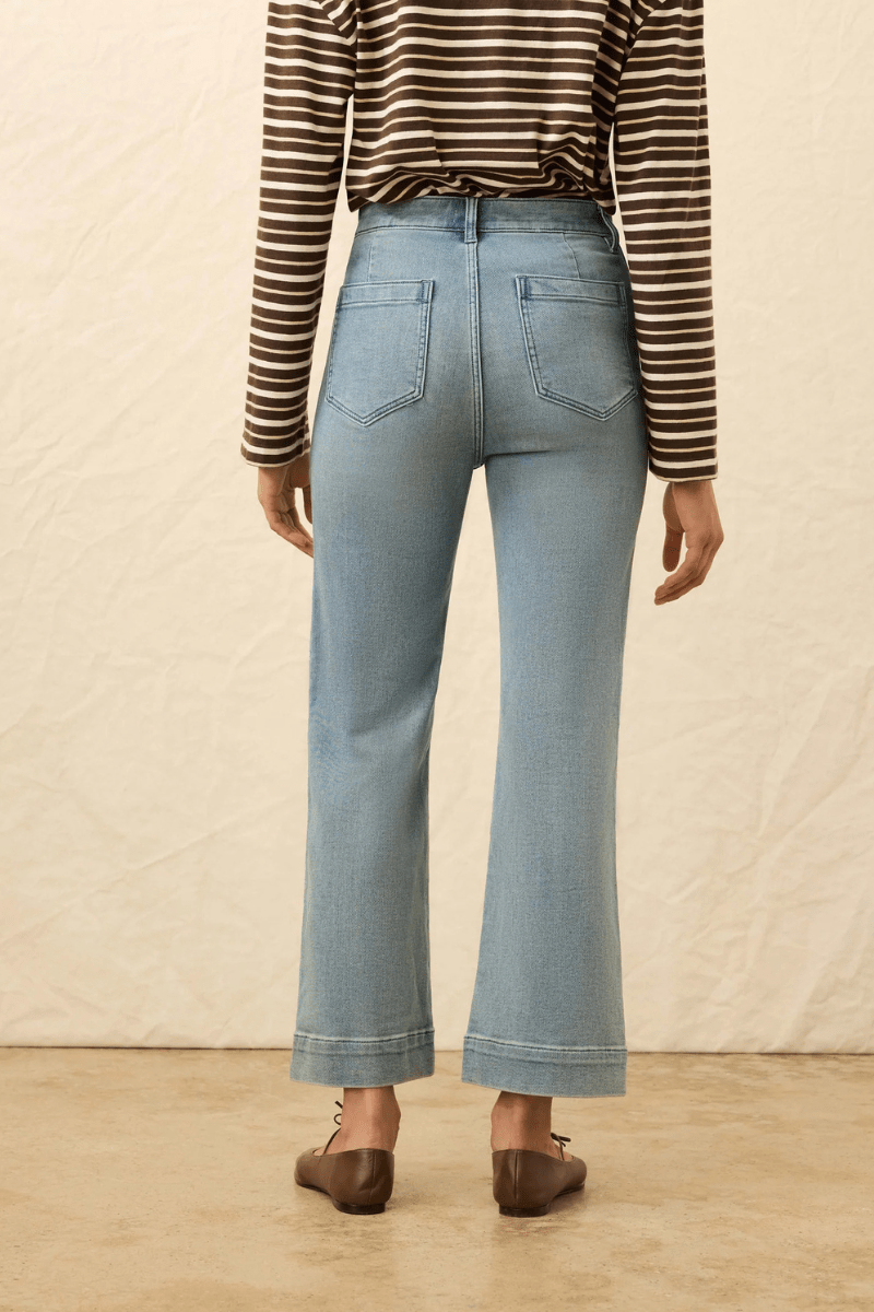 Jeans - Faherty Brand - Stretch Terry Patch Pocket Ankle Pant in Eastern Shore Wash - Archery Close