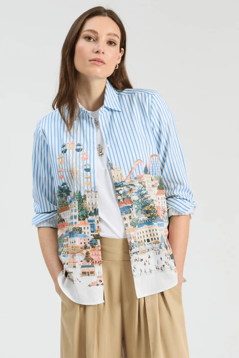 Shirts & Tops - Vilagallo - Striped City Shirt - Archery Close