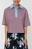 Shirts & Tops - Stella Nova - Striped Cotton Shirt in Purple - Archery Close