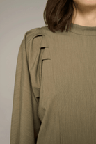 Dresses - Cotelac - Striped Mandarin Collar Midi Dress - Archery Close