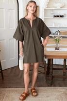 Dresses - Emerson Fry - Structured Dress in Army Green - Archery Close
