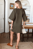 Dresses - Emerson Fry - Structured Dress in Army Green - Archery Close