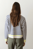 Sweater - Marine Layer - Suki Rollneck Sweater in Navy Stripe - Archery Close