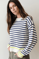 Sweater - Marine Layer - Suki Rollneck Sweater in Navy Stripe - Archery Close