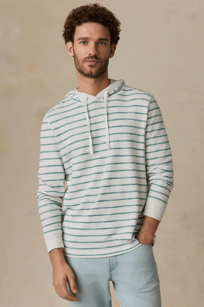 Sweatshirts - Faherty Brand - Sunwashed Slub Hoodie in White Biscayne - Archery Close
