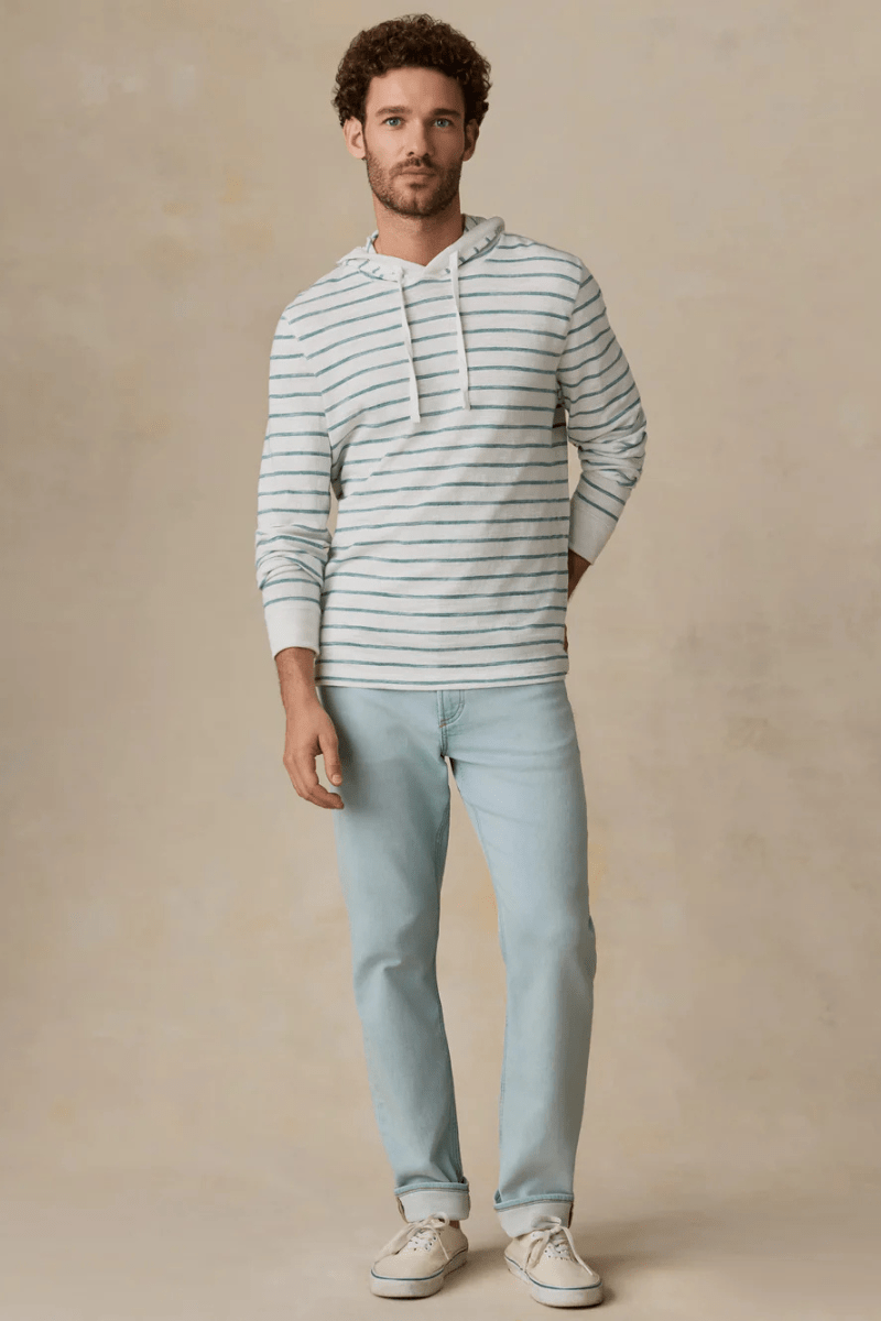Sweatshirts - Faherty Brand - Sunwashed Slub Hoodie in White Biscayne - Archery Close