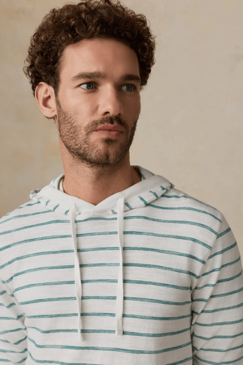 Sweatshirts - Faherty Brand - Sunwashed Slub Hoodie in White Biscayne - Archery Close