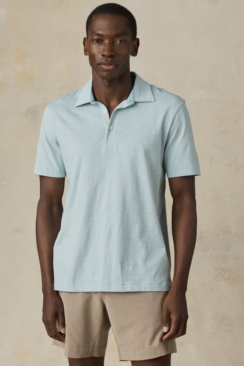 Shirts & Tops - Faherty Brand - Sunwashed Tshirt Polo in Seafoam - Archery Close