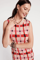 Dresses - Frances Valentine - Swan Shift Dress in Lollipop Lattice - Archery Close