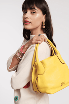 Handbags, Wallets & Cases - Frances Valentine - Sweet Pea Mini Tumbled Leather Bag in Yellow - Archery Close